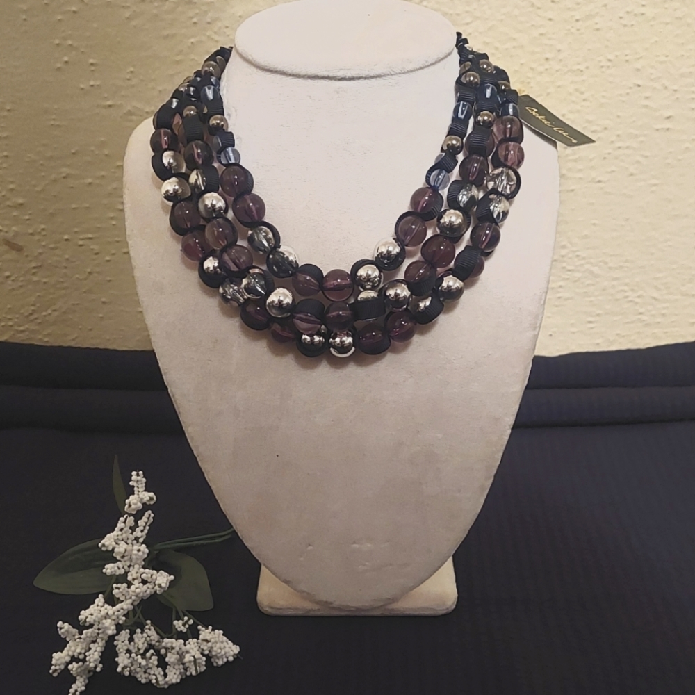Three Strand Beaded Necklace